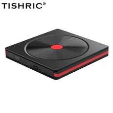 TISRIC 휴대용 외장 광학 DVD 드라이브 CD 플레이어 USB 3.0 리더 RW 노트북 데스크탑 PC용, 01 Black