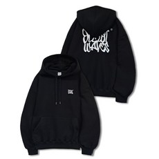 OCELOT D06 에센셜 웨이브 로고 오버핏 후드티 블랙 278574