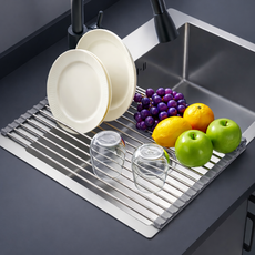 리프하임 공간절약 녹 걱정 없는 롤 식기 건조대, 1개, 그레이