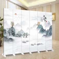 可開發票 定制 屏風 折疊移動家用辦公室簡易山水荷花雙面, 7扇加板型（寬2.8米/高2.2米）