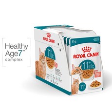 로얄캐닌 고양이 사료 에이징11+ 그레이비 85G 습식 소화기건강에 도움, 12개, 닭