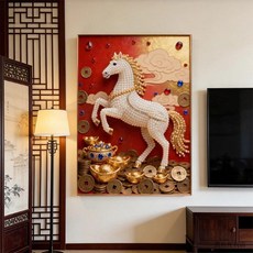 馬上有錢新中式客廳裝飾畫 新年喜慶書房掛畫, 3,30*40黑色環保框, 黑色