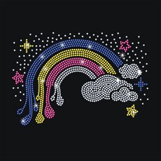 1개 유리 핫픽스 라인스톤 다리미 부착형 아플리케 의상 액세서리 (옷 가방 바지용) 레인보우 297x210mm, 혼합색