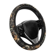 SEANATIVE Wolf 미국 국기 자동차 스티어링 휠 커버 푹신한 스티어링 휠 커버 플란넬 범용 자동 스티어링 휠 38.1cm(15인치) 부드럽고 따뜻한 자동차 내부, 카모 포레스트