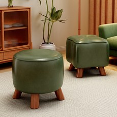 원목스툴 식탁의자 테이블 폴딩 팔걸이 통원목스툴 컬러 잔디 풋스톨 실용적인디자인 원통 책상용 보조 그린, 1개, 작은 원형 의자 16cm 내구성