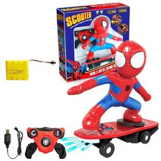 遙控車玩具 蜘蛛俠玩具 蜘蛛人遙控滑板車 360度滑不倒特技車 蜘蛛俠 兒童 遙控車 玩具 遙控車 翻滾 兒童玩具, 1個, 遙控充電款蜘蛛人滑板車