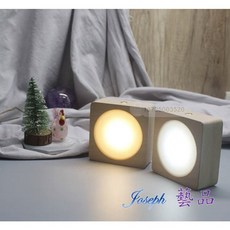 JOSEPH藝品 USB原木LED燈座（暖/白）8.5cm方型 鹽燈底座 實木發光底座 夜燈 水晶底座, 白色