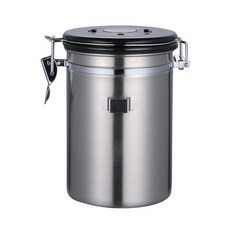 304不鏽鋼密封罐 咖啡豆奶粉儲存罐 1.0L, 本色 1.0L無量勺, 1個