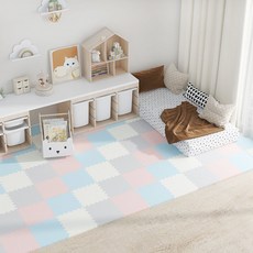 環保兒童拼接 益智拼圖 寶寶爬爬墊 嬰兒泡沫地墊 遊戲地毯, 棉花糖【素面】,30*1.4cm【9片/包-送邊條】, 1個