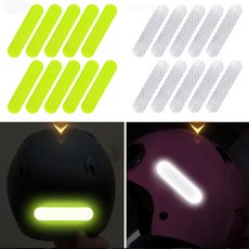 야간 안전 반사 강력접착 방수 스티커 / 자전거 헬멧 킥보드 오토바이 차량용 경고 스티커 / 20개 발송, 1세트, 야광그린10개+화이트10개