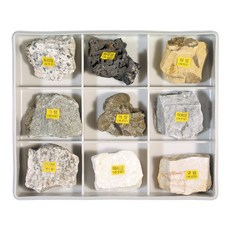 (JLS) 교과서에 나오는 기본암석 9종 교육용 암석표본 (화강암 현무암 석회암 이암 사암 역암 석회암 편마암 규암 대리암)