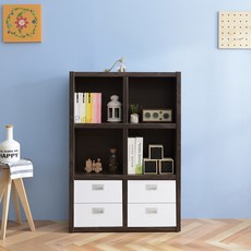 공간사이 큐브 800 3단 서랍책장, 월넛 ce1025