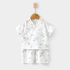 嬰兒紗布家居服短袖短褲套裝 兒童竹纖維夏季服