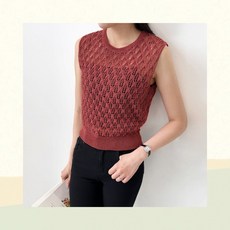 조끼 비치웨어 니트소재 나시조끼 레이어드 여름 그물조끼 여성용