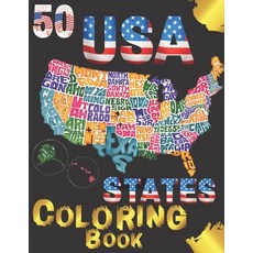 50 usa states coloring book: Awsome 50 states of america coloring pages ( Unique state symbols: flag... Paperback