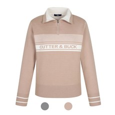 커터앤벅 24FW 여성 로고 자카드 방풍 반집업 골프니트 CBFSW44809