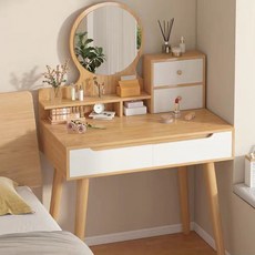 Zzang Room 다용도 수납 침실 스탠드 거울 화장대 캐비닛, 내추럴원목