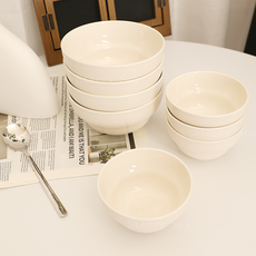 Starry Sea 스트라이프 부조 밥그릇국그릇세트4인 8p 심플하고 패션 식기 센스있는집들이선물, 8개, 베이지색