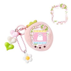 해외 BUBBLELOGUS 다마고치 유니용 스트로베리 버블 보호 케이스 부드러운 TPU 실리콘 커버 페이스 플레이트 및 참 세트 긁힘 방수 핑크 미국매장정품+ 1907361, 핑크.