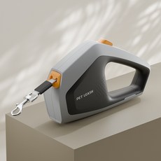 강아지 자동줄 5m PET LEASH, 1개, 회색 검정색