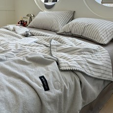 크크라이프 순면 알러지케어 스트라이프 차렵이불