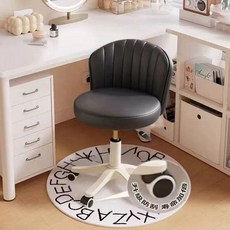 등받이 화장대의자 이동식 높은 스툴 달린 바퀴, 크림블랙+중력 잠금 휠