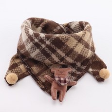 용 방풍 보온 삼각 스카프 어린이 겨울용 목도리 남아 여아용, 커피