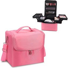 여성용 대형 메이크업 운반 기차 케이스 검은색 여행 가방 보관함 네일 도구 주얼리 브러시를 위한 조절 가능한 칸막이가 있는 4단계 정리함 케이스