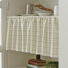 DECOTONIK 丹尼斯格紋短窗簾, 白色