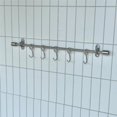 廚房壁掛置物架 免打孔牆面調料廚具收納掛架, 實心鋼杆-8mm*40CM+6掛鉤【免釘安裝】