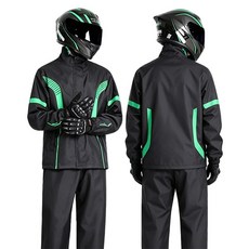 프리미엄 오토바이 우비 상하의 세트 초강력 방수 배달용 레인코트, 그린