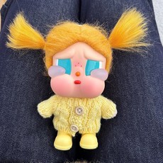 팝마트 크라이베이비 휴가 일기 인형옷 니트 방울 목돌이 스웨터 펜던트 토끼인형 신발 머리핀2개 세트 인형의상 인형액세서리, 아기가 없어요, 5 옐로우 버튼 스웨터 + 신발 세트