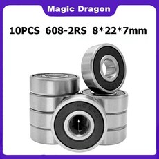 608 스케이트 스쿠터 스케이트보드 바퀴 스페어 베어링 볼 롤러 정밀 샤프트 베어링 스틸 608RS 10 개, 10개