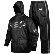 J.A.G. 남성 및 여성용 오토바이 우비 - 2피스 방수 레인 재킷 바지 | 후드가 있는 반사 우비 블루. 4XL, 3XL, 블랙