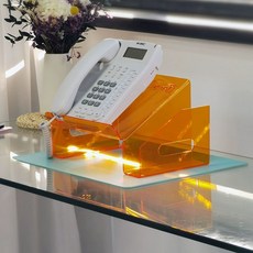 사무실 전화기 선반 받침대 1 너비 사무실전화거치대 2층 사무실전화 화이트 높이, 투명 오렌지 3mm