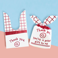 리리월드 귀여운 구디백 어린이집 선물 포장 보자기 봉투, 50장, 07 땡큐스마일