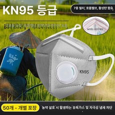 농약 산업용 분진 필터 작업용 냄새차단 보호구 공사장, 1개, 7칸 활성탄 포함 그레이 50개