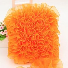소프트 4CM 와이드 Pleated Tulle 파인 레이스 리본 프릴 트림 칼라 아플리케 DIY 공예 드레스 의류 스커트 애완 동물 턱받이 봉제 원단, 주황색, 1야드, 1개