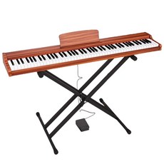 88鍵全尺寸電鋼琴，立體聲喇叭，藍牙連接，多種音色選擇，適合初學者與專業人士, 5110【初學級】力度橙色+單踏（不含支架）, 1套, 電鋼琴5110