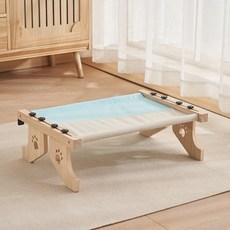 고양이 침대 난간 해먹 거치대 받침대 원목 보조 베드, 1개, 그레이 블루 B