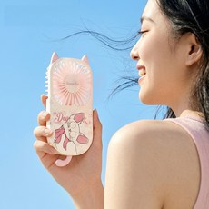 휴대용 미니 선풍기 2026 3단 USB 야외용 슬림 휴대용 소형 선풍기 손 핸디 선풍기 귀여운 캐릭터, 핑크 고양이, F