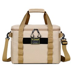 감성 캠핑 차박 나들이 피크닉 여행 쿨러백 소프트 보냉 가방, 베이지, 28L