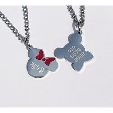 어린이 아기 돌선물 미키 미니 써지컬스틸 미아방지 목걸이, 학생용(40cm+3.5cm), 체인, 레드