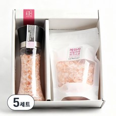 히말라야핑크소금250g+리필350g 그라인더 소금선물 결혼 조문 돌답례품, 5개, 600g