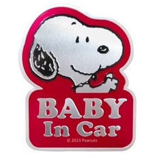 Meiho 史努比 BABY In Car 車用磁鐵 磁吸式設計 約10x8公分 紅色, 1個, BABY in Car（現貨）