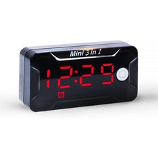 타이다센트 방수 자동차 전압계 게이지 시간 온도 표시기 3in1 전기 다기능 오토바이 디스플레이 흰색 브라켓 없음, White, with Bracket