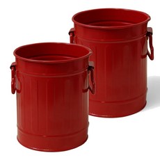 아워리빙 레트로 원형 스틸 연필꽂이, 2개, 레드