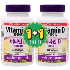 [1+1] 코스트코 웨버 내추럴 비타민D 205mg 250캡슐 / 캐나다정품, 2개, 250정
