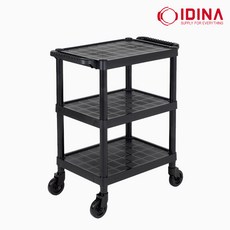 이디나 3단 서빙카 중 블랙 식당 호텔 운반카 수레 서빙카트 핸드카트, 검정, 1개