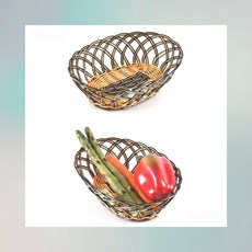 꼬임무늬 야채소쿠리 세척가능 서빙용 과일 타원바구니 채반용 상추 빵, 1개, 1cl3 7호